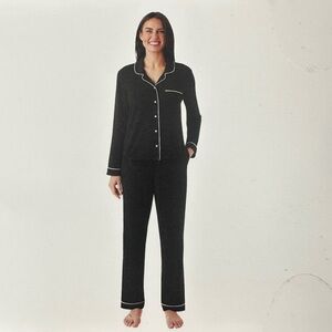 Member's Mark Women's Notch Collar Pajama Set Size Small Black New‎